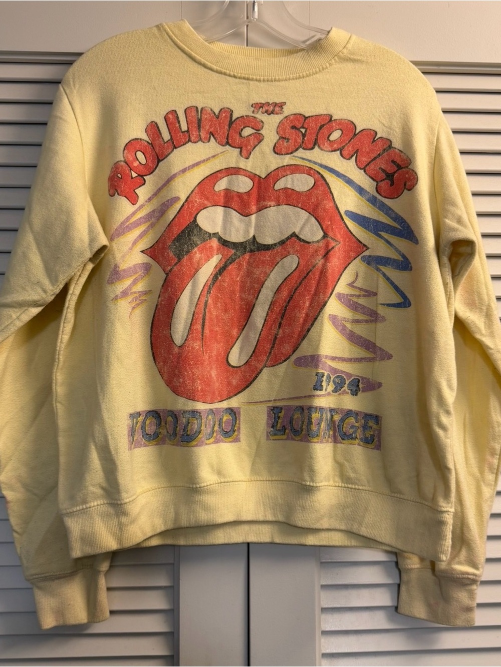 The Rolling Stones Yellow Graphic Sweatshirt - Voodoo Lounge Womens L